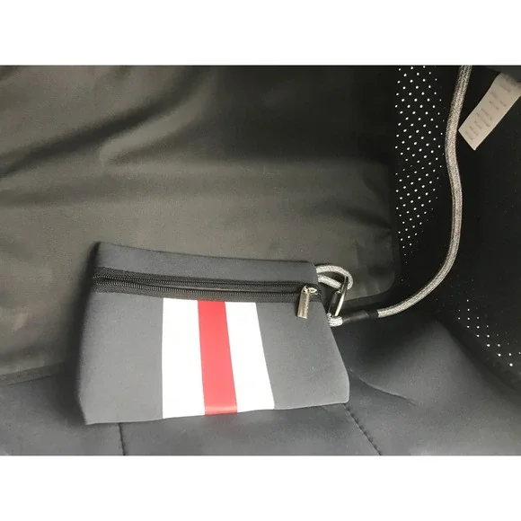 QOGIR Gray Neoprene Tote Bag Red White Stripe‎ Beach Travel Zipper Pouch - Picture 14 of 16